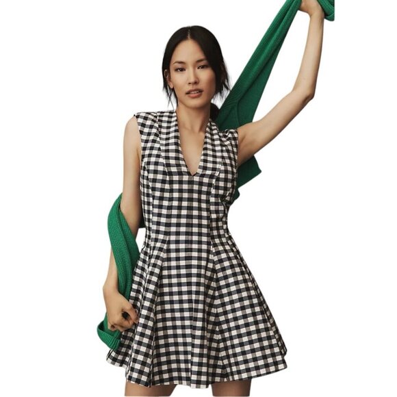 Maeve Dresses & Skirts - Anthropologie Maeve Cap-Sleeve V-Neck A-Line Mini Dress, Plaid, Size XS, NWT